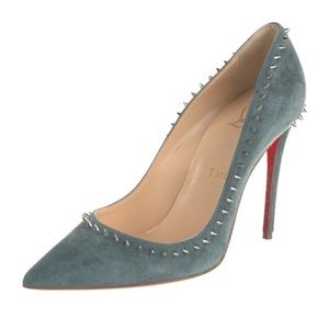 Christian Louboutin Spike Accents Suede Pumps Blue Women’s US7, IT37
